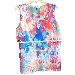 Coldwater Creek Sleeveless Tiered Top  Women's Size XL Multi -Watercolor Tank